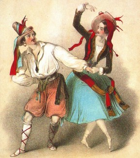 Танец из балета "Катарина дочь разбойника". Люсиль Гран и Жюль Перро. Лондон, 1846 год