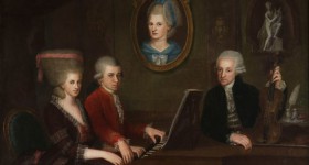 Портерет семьи Моцартов. Johann Nepomuk Della Croce (1736-1819), Музей Моцарта в Зальцбурге.