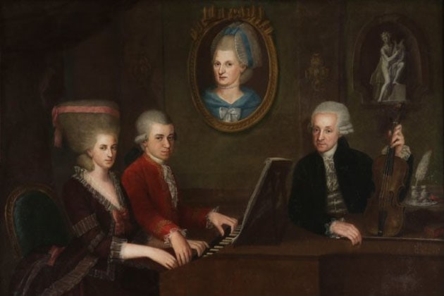 Портерет семьи Моцартов. Johann Nepomuk Della Croce (1736-1819), Музей Моцарта в Зальцбурге.
