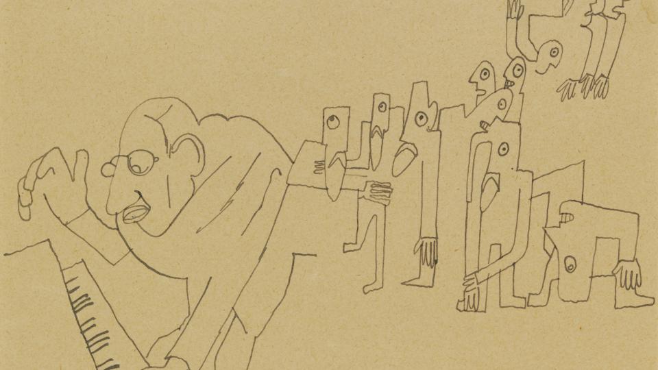 Стравинский сочиняет «Весну священную». Рисунок Жана Кокто