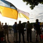 Акция проукраинских активистов перед спектаклем Большого театра в Саратоге (США)