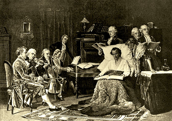 «Моцарт, поющий «Реквием». Картина Томаса Шилдса, 1882 год