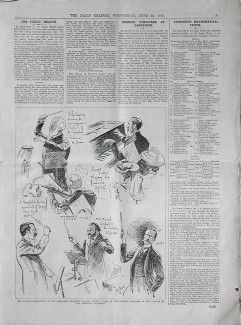 Газета "Daily Graphic" от 14 июня 1893 года с зарисовками участников торжеств в Кембридже. Единственное, сохранившееся ихображение дирижирующего Чайковского