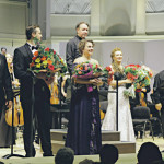 Солисты Дмитрий Скориков, Борис Дьяков, Анастасия Москвина, Ксения Вязникова, Михаил Губский и дирижер Михаил Плетнев после исполнения оперы. Фото - пресс-служба фестиваля