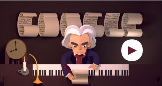 Google разместил на главной странице поиска музыкальный дудл-головоломку в честь 245-летия с дня рождения Бетховена