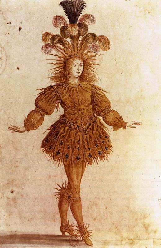 Людовик XIV в «Королевском балете ночи» Жана Батиста Люлли. Эскиз Анри де Жиссе, 1653 год. В постановке король исполнил роль восходящего солнца. Фото - Wikimedia Commons