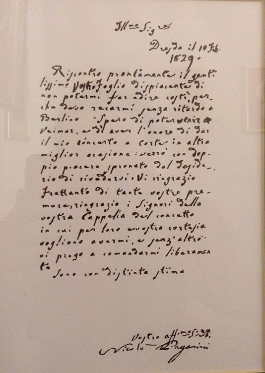 Письмо Паганини Гуммелю