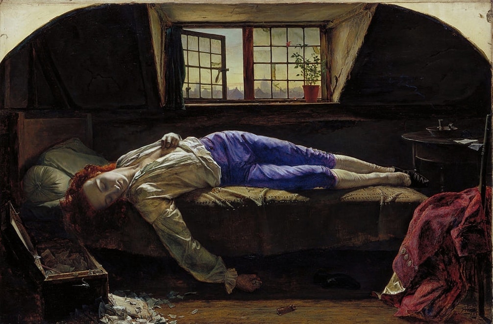 «Смерть Чаттертона». Картина кисти Генри Уоллиса, 1856 г.