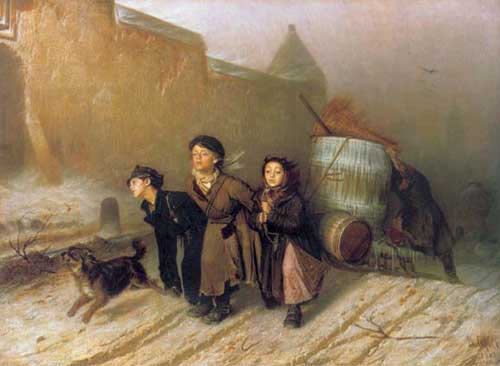 Василий Григорьевич Перов - «Тройка. Ученики мастеровые везут воду», 1866 год