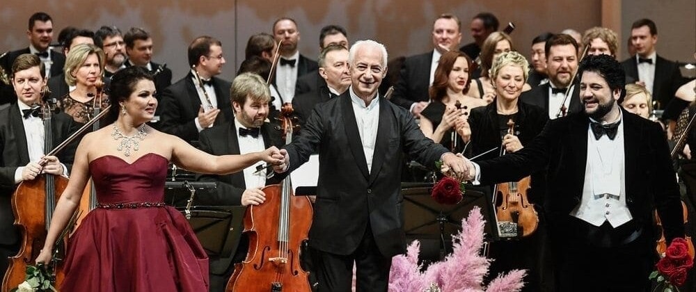 Анна Нетребко, Владимир Спиваков, Юсиф Эйвазов. Москва, 7 февраля 2018. Фото - Евгения Новоженина