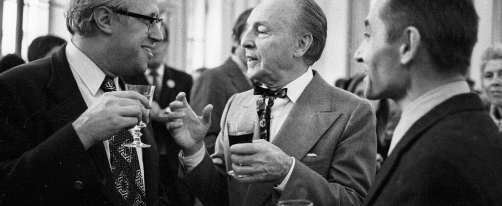 М.Ростропович, Д.Баланчин и Ю.Григорович на приёме в честь гастролей труппы Нью -Йорк Сити балет, 1972 г., Москва