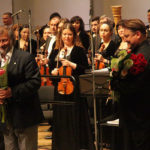 Алексей Рыбников (слева) и Александр Сладковский получают поздравления после концерта. Фото - Сергей Бирюков