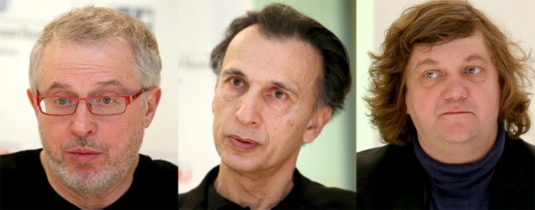 Художественный руководитель оперы Александр Титель, художественный руководитель балета Лоран Илер и главный дирижер Феликс Коробов. Фото - Сергей Куксин