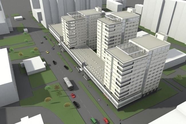 Рендер нового комплекса зданий общежития Московской консерватории
