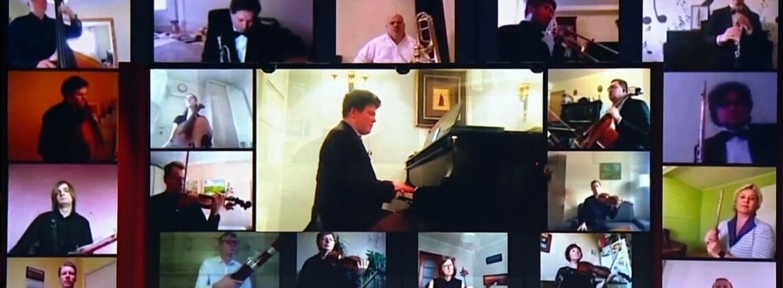 По видеосвязи в концерте приняли участие музыканты Симфонического оркестра Большого театра