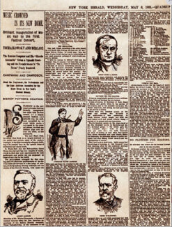 Газета New York Herald от 06.05.1891 г. с заметкой и рисованным портретом П. И. Чайковского