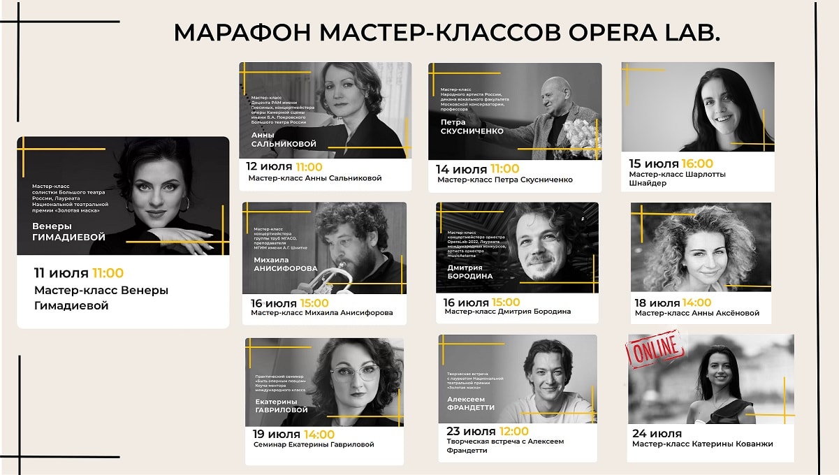 Оперная лаборатория Opera lab объявляет серию мастер-классов