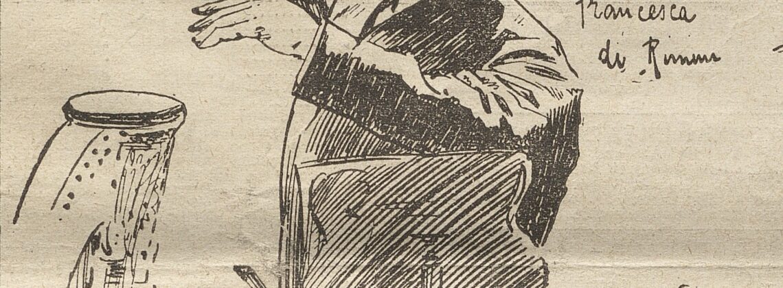 Чайковский за дирижерским пультом. Исполнение фантазии "Франческа да Римини" в Кембридже. Фрагмент зарисовки в газете "Daily Graphic". G. K. Jones. 14 июня 1893 г. Фото: Государственный мемГосударственный мемориальный музыкальный музей-заповедник П.И. Чайковскогоориального музыкального музея-заповедника П.И. Чайковского