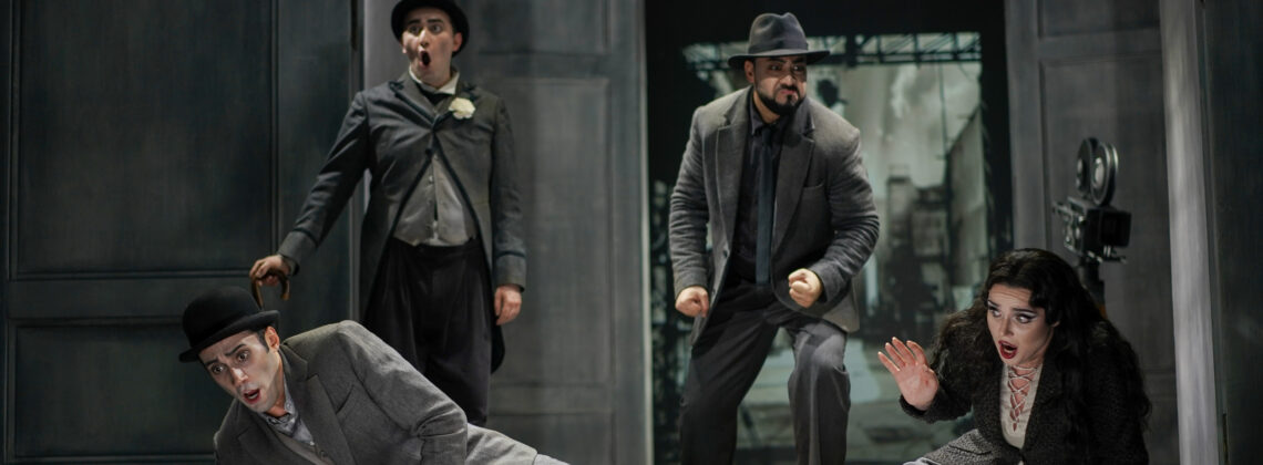 Сильвио — Азамат Цалити. Тонио — Дзамболат Дулаев. Канио — Аббосхон Рахматуллаев. Недда — Элеонора Макарова. Фото Павла Рычкова / Большой театр