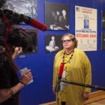 Маргарита Дроздова на выставке, посвященной Владимиру Бурмейстеру